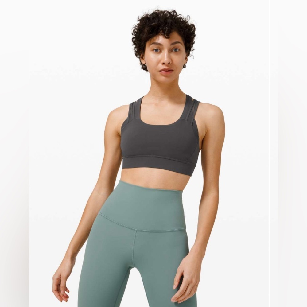 LULULEMON 🌟 Athletica GEARED TO TRAIN Bra Medium Support Graphite Gray 8 A/B - Picture 2 of 7